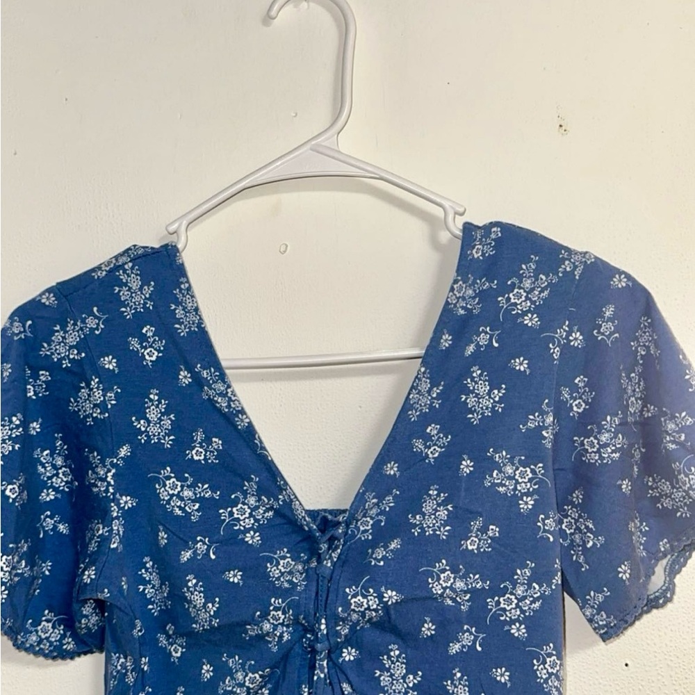 Macy's Blue Floral Blouse